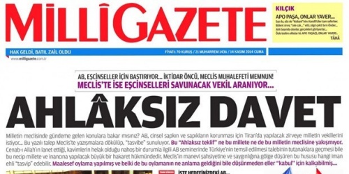 Haber | Milli Gazete: Meclis’te eşcinselleri savunacak vekil aranıyor…